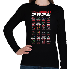 PRINTFASHION Formula 1 - 2024 versenynaptár - Női hosszú ujjú póló - Fekete