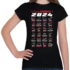 PRINTFASHION Formula 1 - 2024 versenynaptár - Női póló - Fekete női póló