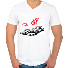 PRINTFASHION Formula 1 - Férfi V-nyakú póló - Fehér