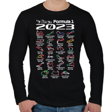PRINTFASHION Formula 1 versenynaptár 2023 02 - Férfi hosszú ujjú póló - Fekete