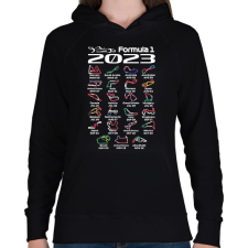 PRINTFASHION Formula 1 versenynaptár 2023 02 - Női kapucnis pulóver - Fekete női pulóver, kardigán