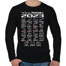 PRINTFASHION Formula 1 versenynaptár 2023  - Férfi hosszú ujjú póló - Fekete