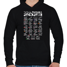 PRINTFASHION Formula 1 versenynaptár 2023  - Férfi kapucnis pulóver - Fekete férfi pulóver, kardigán