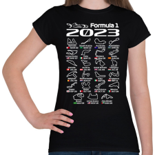 PRINTFASHION Formula 1 versenynaptár 2023  - Női póló - Fekete női póló