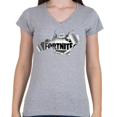 PRINTFASHION Fornite rip - Női V-nyakú póló - Sport szürke