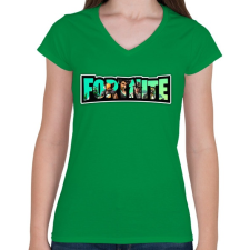 PRINTFASHION Fortnite11 - Női V-nyakú póló - Zöld női póló