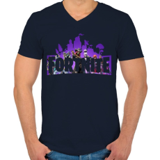 PRINTFASHION Fortnite #1 - Férfi V-nyakú póló - Sötétkék
