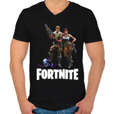 PRINTFASHION Fortnite #3 - Férfi V-nyakú póló - Fekete