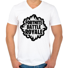 PRINTFASHION Fortnite battle royale - Férfi V-nyakú póló - Fehér férfi póló