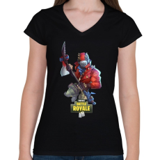 PRINTFASHION Fortnite Battle Royale - Női V-nyakú póló - Fekete