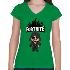 PRINTFASHION Fortnite Blackheart skin - Női V-nyakú póló - Zöld női póló