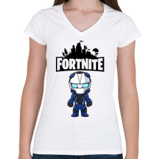 PRINTFASHION Fortnite Carbide - Női V-nyakú póló - Fehér