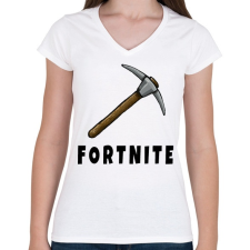 PRINTFASHION Fortnite csákány - Női V-nyakú póló - Fehér női póló