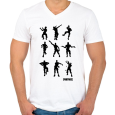 PRINTFASHION Fortnite Dance - Férfi V-nyakú póló - Fehér