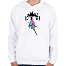 PRINTFASHION Fortnite Egyszarvú csákány - Gyerek kapucnis pulóver - Fehér gyerek pulóver, kardigán