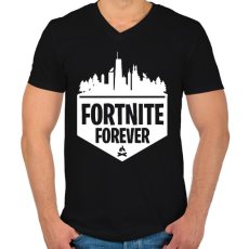PRINTFASHION Fortnite Forever - Férfi V-nyakú póló - Fekete