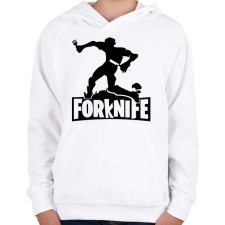 PRINTFASHION fortnite forknife - Gyerek kapucnis pulóver - Fehér gyerek pulóver, kardigán