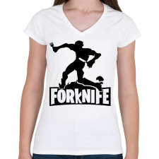 PRINTFASHION fortnite forknife - Női V-nyakú póló - Fehér női póló