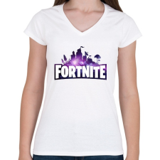 PRINTFASHION Fortnite Galaxy - Női V-nyakú póló - Fehér női póló