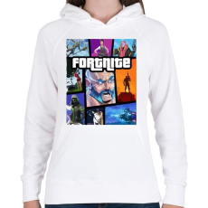 PRINTFASHION Fortnite GTA Edition - Női kapucnis pulóver - Fehér