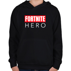 PRINTFASHION FORTNITE HERO - Gyerek kapucnis pulóver - Fekete