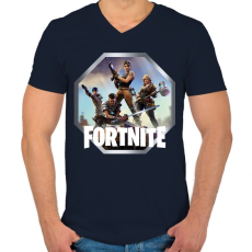 PRINTFASHION Fortnite - Ikon Logó - Férfi V-nyakú póló - Sötétkék