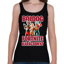 PRINTFASHION Fortnite Karácsony - Női atléta - Fekete női trikó