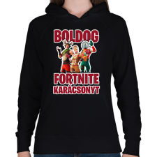 PRINTFASHION Fortnite Karácsony - Női kapucnis pulóver - Fekete női pulóver, kardigán