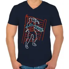PRINTFASHION Fortnite led - Férfi V-nyakú póló - Sötétkék férfi póló