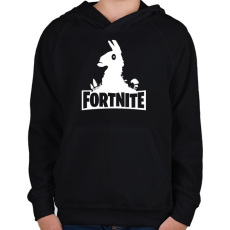 PRINTFASHION Fortnite Llama Logó - Fehér - Gyerek kapucnis pulóver - Fekete