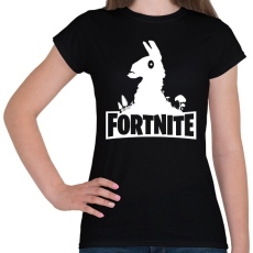 PRINTFASHION Fortnite Llama Logó - Fehér - Női póló - Fekete