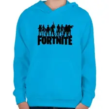 PRINTFASHION Fortnite logo - Gyerek kapucnis pulóver - Azúrkék gyerek pulóver, kardigán