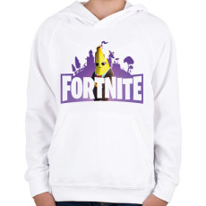 PRINTFASHION Fortnite logo - Gyerek kapucnis pulóver - Fehér
