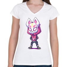 PRINTFASHION Fortnite LOVE - Női V-nyakú póló - Fehér női póló