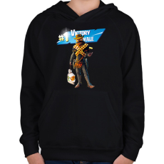 PRINTFASHION Fortnite Mancake #1 Victory Royal - Gyerek kapucnis pulóver - Fekete