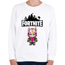 PRINTFASHION Fortnite Max drift - Gyerek pulóver - Fehér gyerek pulóver, kardigán