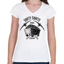 PRINTFASHION Fortnite Mining Company - Női V-nyakú póló - Fehér női póló