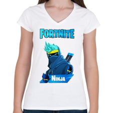 PRINTFASHION Fortnite Ninja - Női V-nyakú póló - Fehér női póló