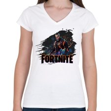PRINTFASHION Fortnite - Női V-nyakú póló - Fehér női póló
