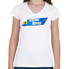PRINTFASHION Fortnite - Női V-nyakú póló - Fehér