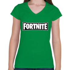 PRINTFASHION Fortnite - Női V-nyakú póló - Zöld