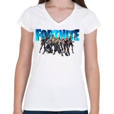 PRINTFASHION Fortnite poster 3 - Női V-nyakú póló - Fehér női póló