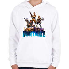 PRINTFASHION Fortnite poster 6   - Gyerek kapucnis pulóver - Fehér gyerek pulóver, kardigán