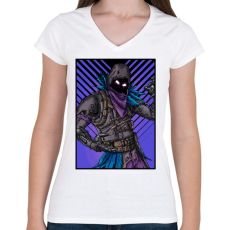 PRINTFASHION Fortnite Raven Kinézet - Női V-nyakú póló - Fehér