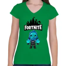 PRINTFASHION Fortnite rippley - Női V-nyakú póló - Zöld női póló