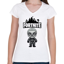 PRINTFASHION Fortnite Skull trooper - Női V-nyakú póló - Fehér női póló