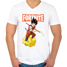 PRINTFASHION Fortnite - Son Goku - Férfi V-nyakú póló - Fehér férfi póló