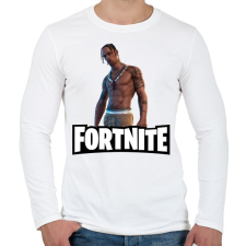 PRINTFASHION Fortnite- Travis Scott - Férfi hosszú ujjú póló - Fehér férfi póló