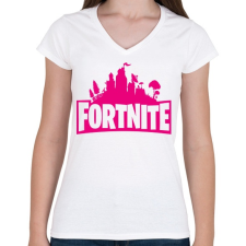 PRINTFASHION Fortnite valentin - Női V-nyakú póló - Fehér női póló