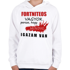 PRINTFASHION Fortniteos vagyok... - Gyerek kapucnis pulóver - Fehér gyerek pulóver, kardigán